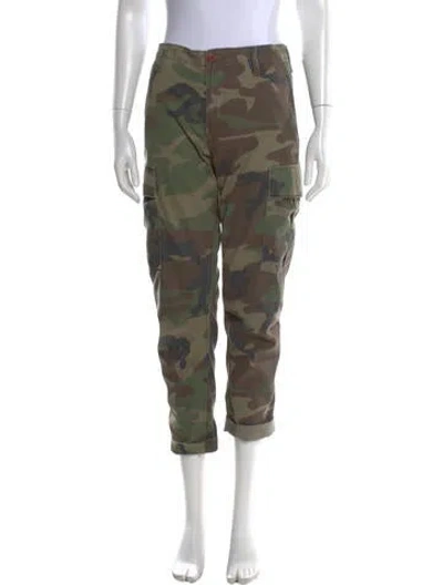 Pre-owned Re/done Camouflage Print Straight Leg Pants In Green