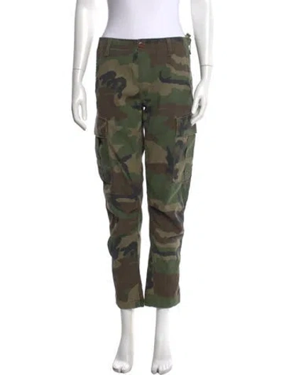 Pre-owned Re/done Camouflage Print Straight Leg Pants In Green