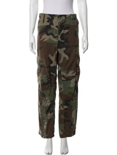 Pre-owned Re/done Camouflage Print Straight Leg Pants In Green