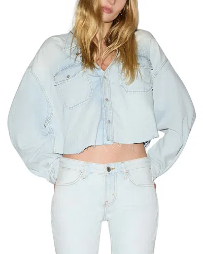 Re/done Camper Crop Jean Shirt In Blue