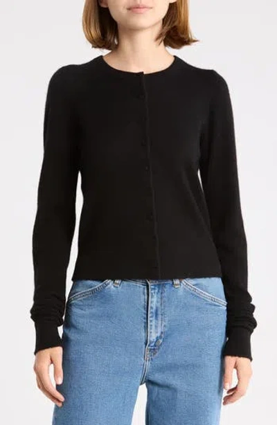 Re/done Cashmere Crewneck Cardigan In Black