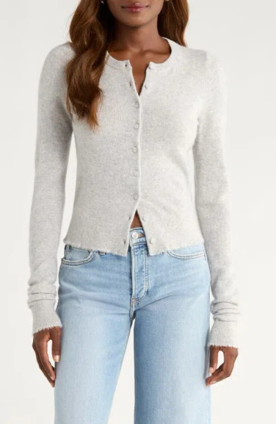 Re/done Cashmere Crewneck Cardigan In Gray