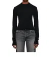 Re/done Cashmere Crewneck Long Sleeve Top In Black