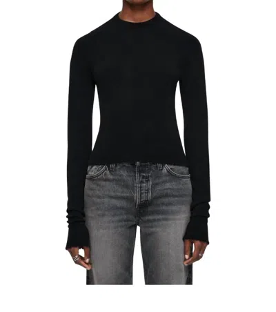 Re/done Cashmere Crewneck Long Sleeve Top In Black
