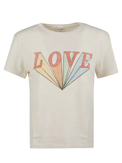 Re/done Classic Love Rainbow Cropped Graphic Cotton T-shirt In Neutral