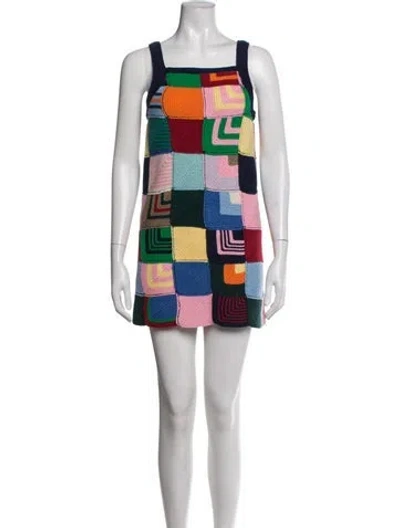 Pre-owned Re/done Colorblock Pattern Mini Dress In Orange