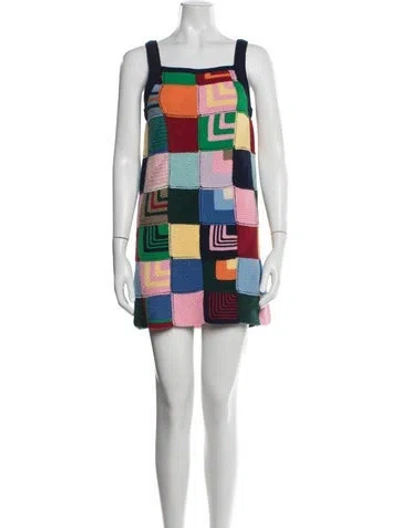 Pre-owned Re/done Colorblock Pattern Mini Dress In Orange