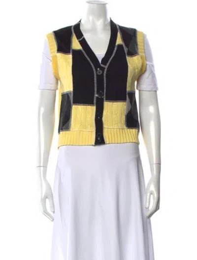 Pre-owned Re/done Colorblock Pattern V-neck Sweater In Multicolor