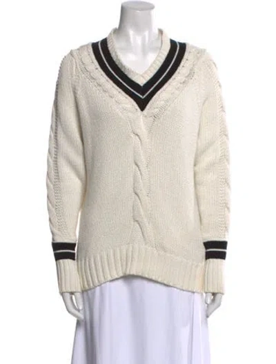 Pre-owned Re/done Colorblock Pattern V-neck Sweater In Neutral