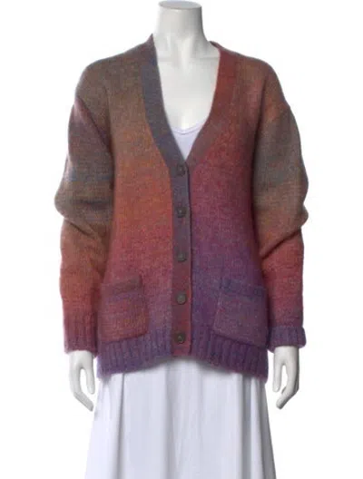 Pre-owned Re/done Colorblock Pattern V-neck Sweater In Pink