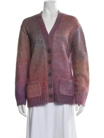 Pre-owned Re/done Colorblock Pattern V-neck Sweater In Purple