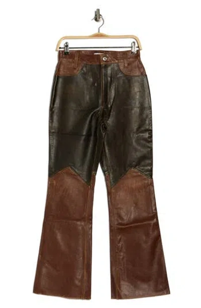Re/done Colorblocked Leather Pants In Brown