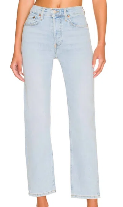 Re/done Comfort Stretch 70's Stove Pipe Jean In River Fade In Blue