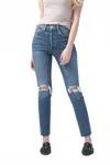 Re/done Comfort Stretch High Rise Jean In Dusk Destroy In Blue