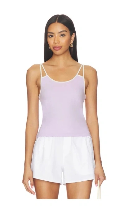 Re/done Contrast Spaghetti Tank Top In White