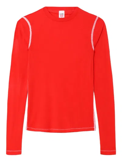 RE/DONE CONTRAST-STITCH LONG-SLEEVE TEE