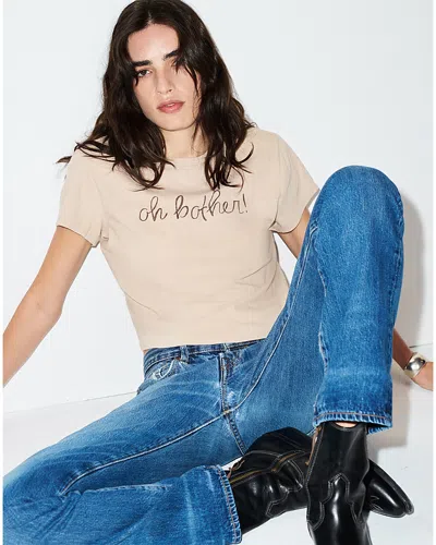 Re/done Cotton Cropped Oh Bother Tee In Brown