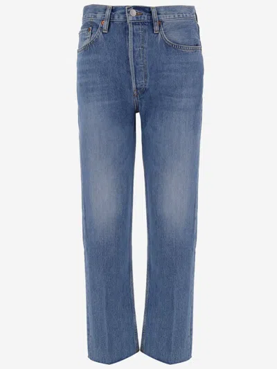 Re/done Cotton Denim Jeans In Blue