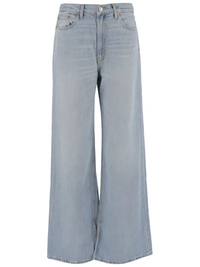 Re/done Cotton Lyocell Wide-leg Jeans In Blue