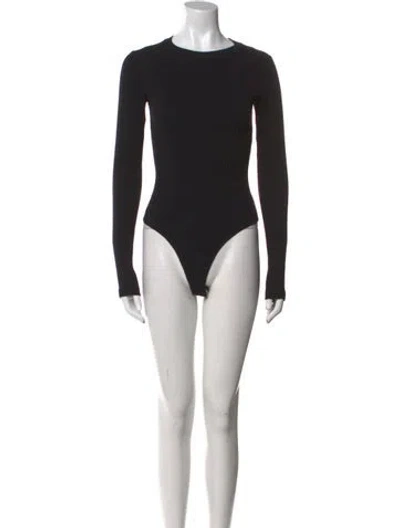 Pre-owned Re/done Crew Neck Long Sleeve Bodysuit In Black