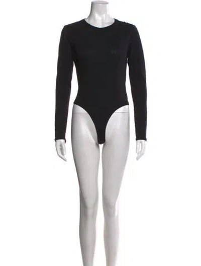 Pre-owned Re/done Crew Neck Long Sleeve Bodysuit In Black