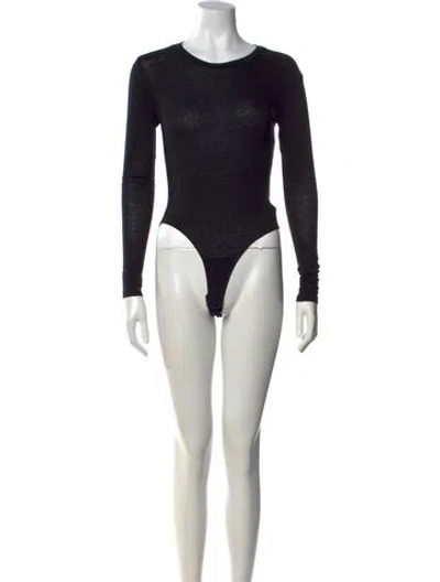 Pre-owned Re/done Crew Neck Long Sleeve Bodysuit In Black