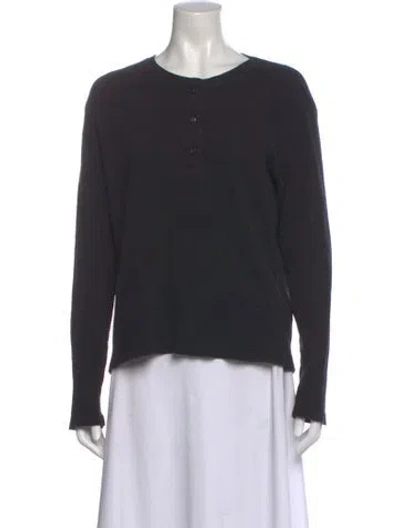 Pre-owned Re/done Crew Neck Long Sleeve Button-up Top In Black