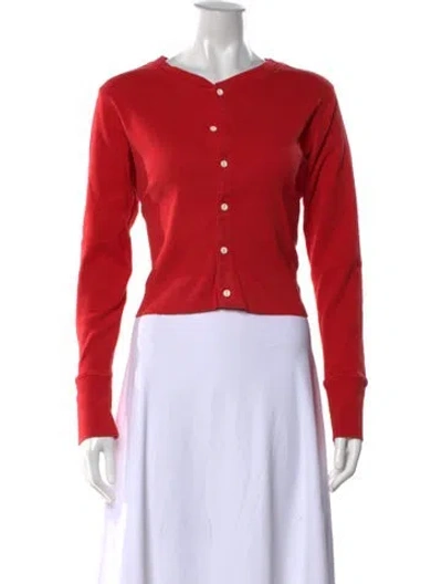 Pre-owned Re/done Crew Neck Long Sleeve Button-up Top In Red