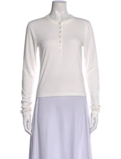 Pre-owned Re/done Crew Neck Long Sleeve Button-up Top W/ Tags In White