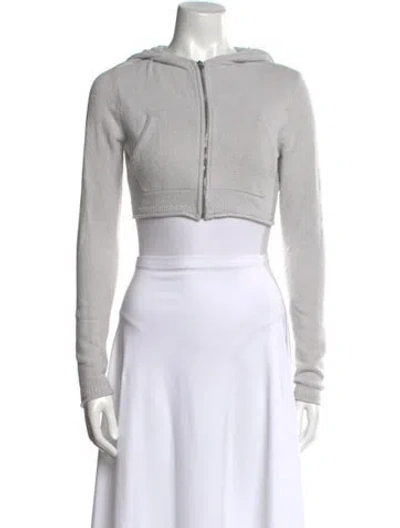 Pre-owned Re/done Crew Neck Long Sleeve Crop Top In White