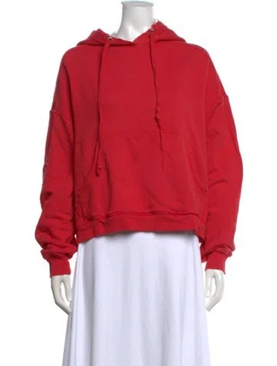 Pre-owned Re/done Crew Neck Long Sleeve Hoodie In Red