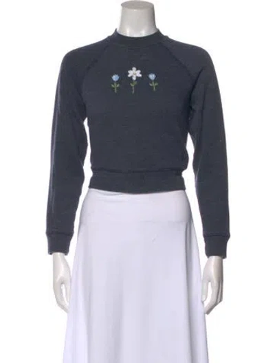 Pre-owned Re/done Crew Neck Long Sleeve Sweatshirt In Blue