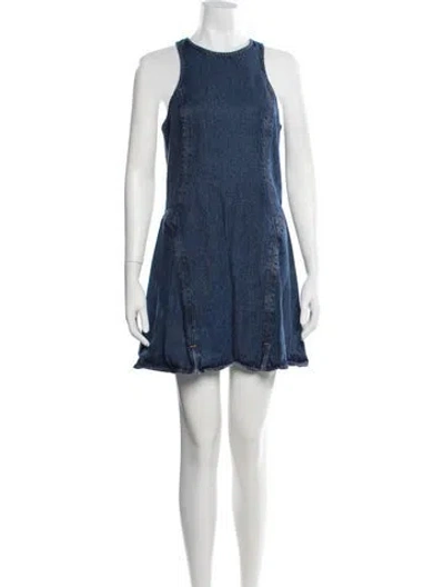 Pre-owned Re/done Crew Neck Mini Dress In Blue