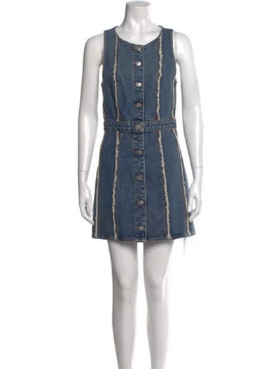 Pre-owned Re/done Crew Neck Mini Dress In Blue