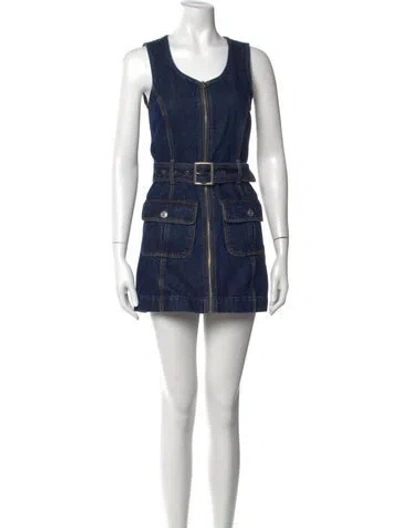 Pre-owned Re/done Crew Neck Mini Dress In Blue