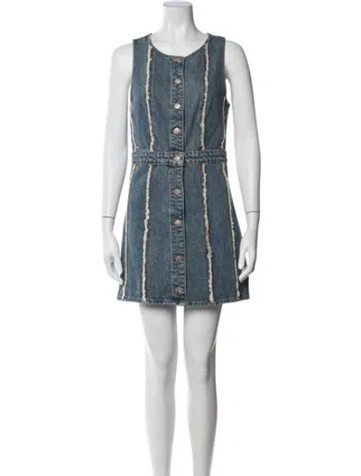 Pre-owned Re/done Crew Neck Mini Dress In Blue