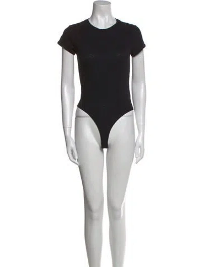 Pre-owned Re/done Crew Neck Short Sleeve Bodysuit In Black