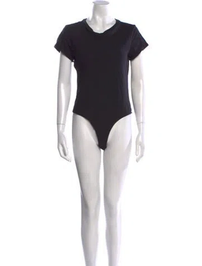 Pre-owned Re/done Crew Neck Short Sleeve Bodysuit In Black