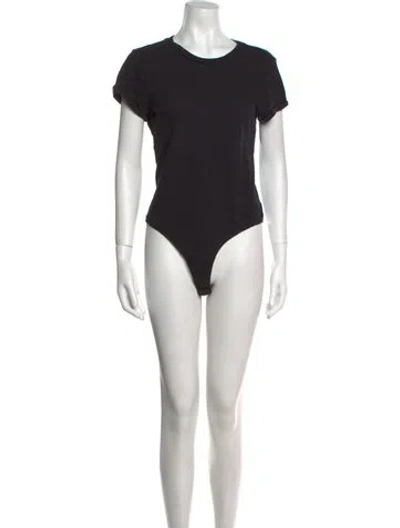 Pre-owned Re/done Crew Neck Short Sleeve Bodysuit In Black