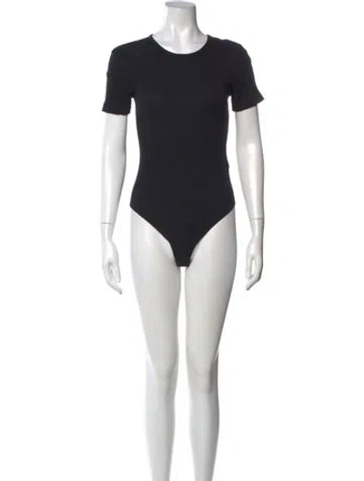 Pre-owned Re/done Crew Neck Short Sleeve Bodysuit In Black