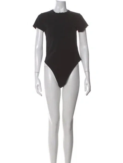Pre-owned Re/done Crew Neck Short Sleeve Bodysuit In Black