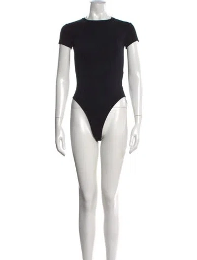 Pre-owned Re/done Crew Neck Short Sleeve Bodysuit In Black