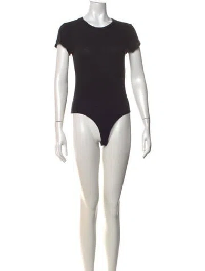 Pre-owned Re/done Crew Neck Short Sleeve Bodysuit In Black