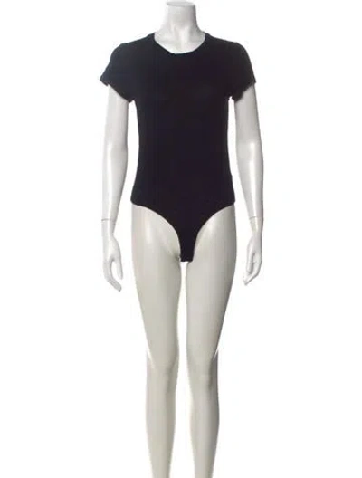 Pre-owned Re/done Crew Neck Short Sleeve Bodysuit In Black