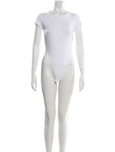 Pre-owned Re/done Crew Neck Short Sleeve Bodysuit In White