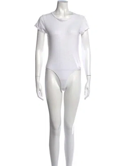 Pre-owned Re/done Crew Neck Short Sleeve Bodysuit In White