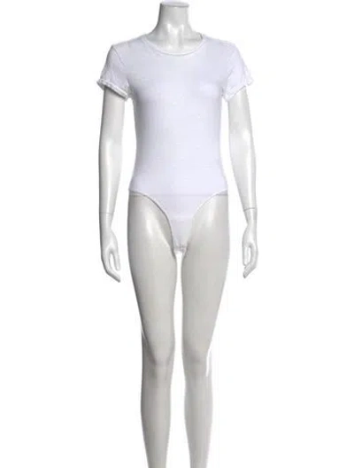 Pre-owned Re/done Crew Neck Short Sleeve Bodysuit In White