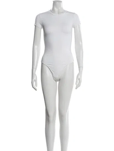 Pre-owned Re/done Crew Neck Short Sleeve Bodysuit In White