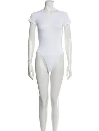 Pre-owned Re/done Crew Neck Short Sleeve Bodysuit In White