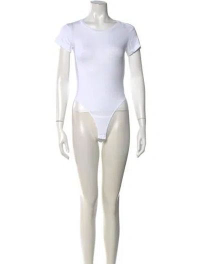 Pre-owned Re/done Crew Neck Short Sleeve Bodysuit In White